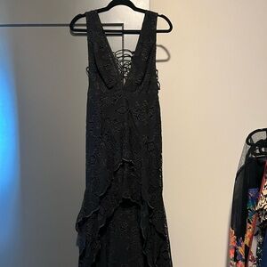 Free people black floral detailed high low dress - Size 4